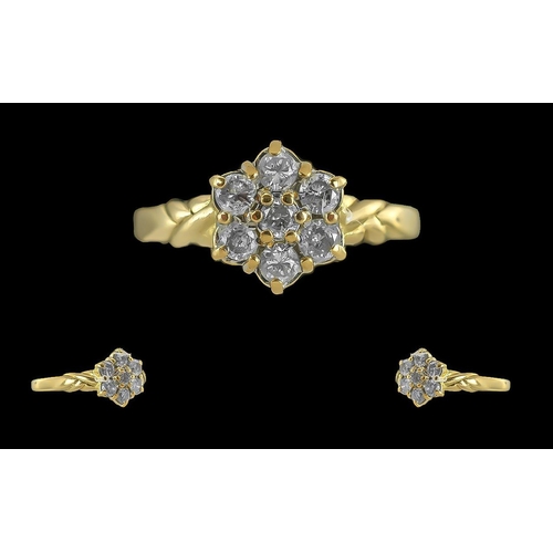 62 - Ladies 18ct Gold Pleasing Quality Diamond Set Cluster Ring, Flower head Design. The Well Matched Rou... 