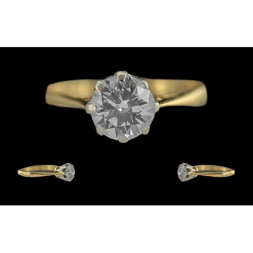 67A - Ladies 18ct Gold Single Stone Diamond Set Ring, The Round Brilliant Cut Diamond of Excellent Colour ... 