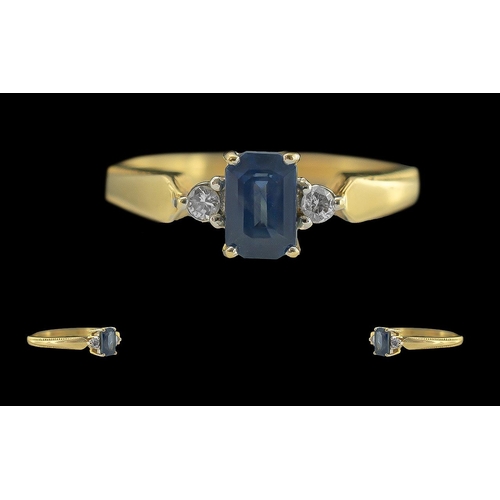 70A - Ladies 18ct Gold 3 Stone Sapphire and Diamond Set Dress Ring. Full Hallmark to Interior of Shank, Th... 