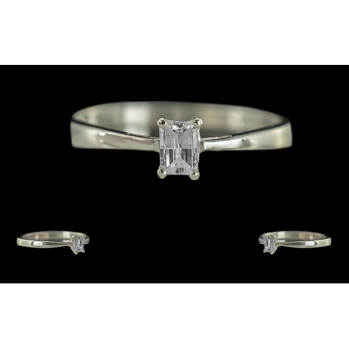 76 - Ladies 18ct White Gold Single Stone Diamond Set Ring. Full Hallmark to Interior of Shank. The Step-c... 