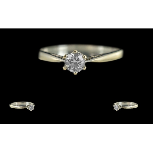 77 - Ladies 18ct White Gold Single Stone Diamond Set Ring. Marked 18ct to Shank. The Round Brilliant Cut ... 