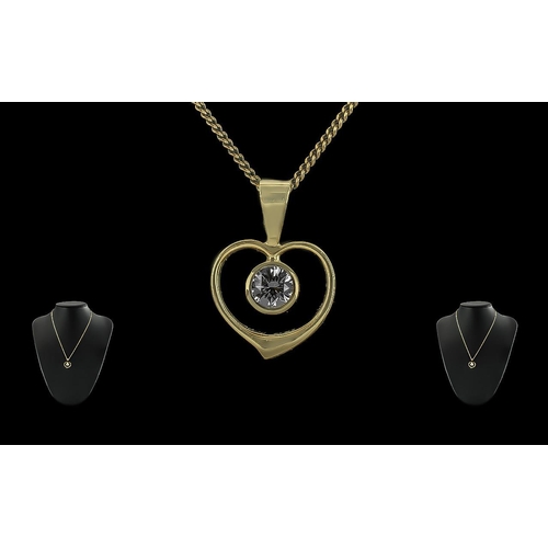 79 - 18ct Yellow Gold Heart Shaped Pendant Drop - Pave Set with Brilliant Cut Diamonds ( round ) of Very ... 