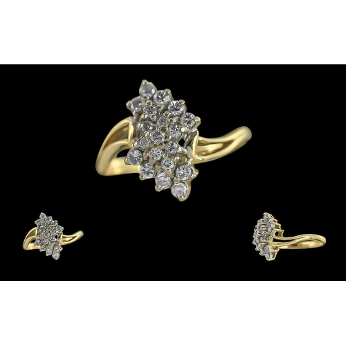 80 - Ladies 18ct Gold Diamond Set Cluster Ring, Full Hallmark to Interior of Shank. The Round Faceted Dia... 