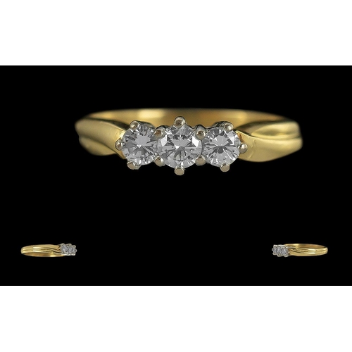 81A - Ladies Fine Quality 18ct Gold 3 Stone Diamond Set Ring, Full Hallmark to Interior of Shank. The Well... 