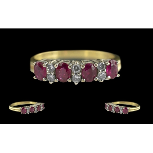 88 - Ladies 18ct Gold Pleasing Ruby and Diamond Set Ring, Full Hallmark to Interior of Shank. Rubies and ... 