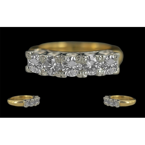 10 - Ladies Excellent Quality 18ct Gold 5 Stone Diamond Set Ring, Full Hallmark to Interior of Shank, The... 