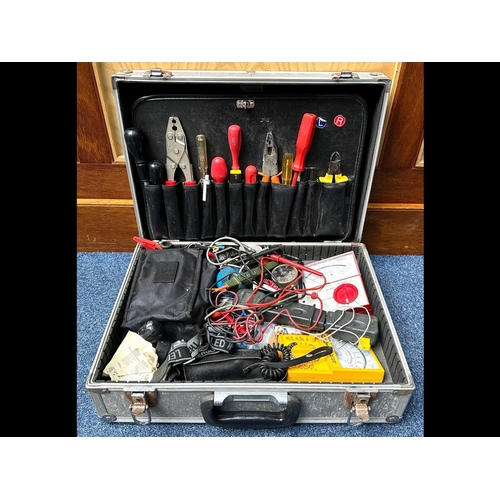 1260 - Electrician's Tool Kit, in metal box, full of eequipment.