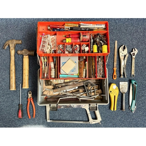 1261 - Plastic Toolbox full of vintage tools and accessories.