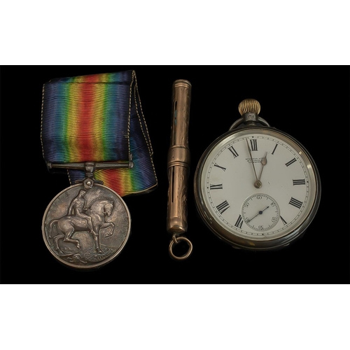 1305 - WWI British War Medal 1914-20, with ribbon, awarded to 26600 Pte J Pearson Bord R.  Together with a ... 