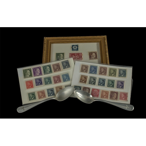 1326 - World War II Interest - Collection of German Adolf Hitler Stamps, together with a framed set of five... 