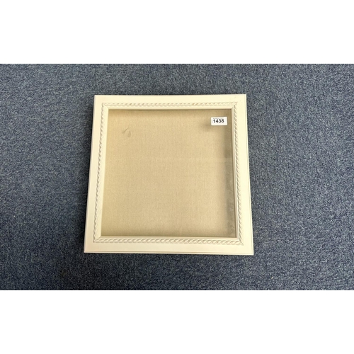 1438 - Display Box, glass front, cream frame, measures 14.5'' square, 3'' high.