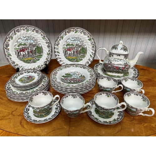 1504 - Part Dinner Service by Myotts 'Country Life', to include soup bowls and plates, cups and saucers, et... 