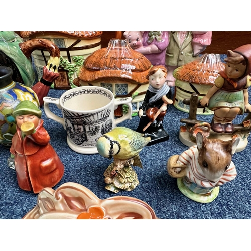 1508 - Box of Miscellaneous, to include Cottageware five piece tea set, Beswick character jug, two Wade Nat... 