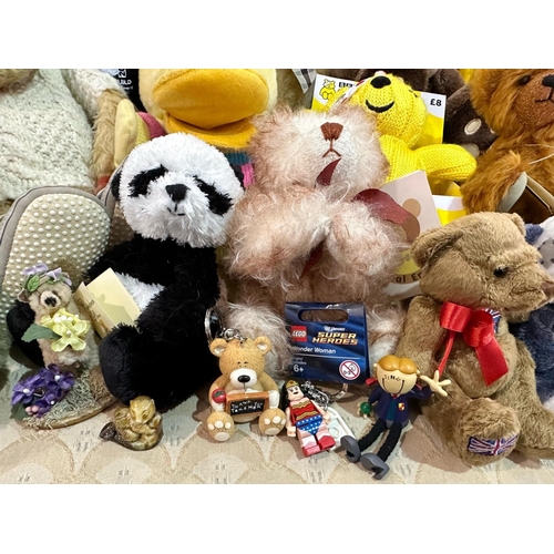 1566 - Box of Assorted Teddy Bears including Keel Toys Preston Guild, Kipling, TY, Ed the Duck, etc.  Appro... 