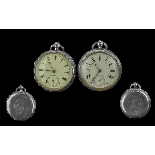 193 - A Pair of Victorian Period Sterling Silver Fully Hallmarked Open Faced Pocket Watches.