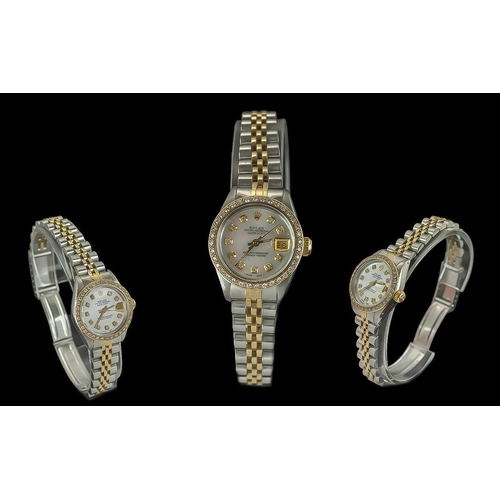 26 - Rolex Oyster Perpetual Ladies 18ct Gold and Steel Chronometer Wrist Watch with Pearl Dial, Diamond S... 