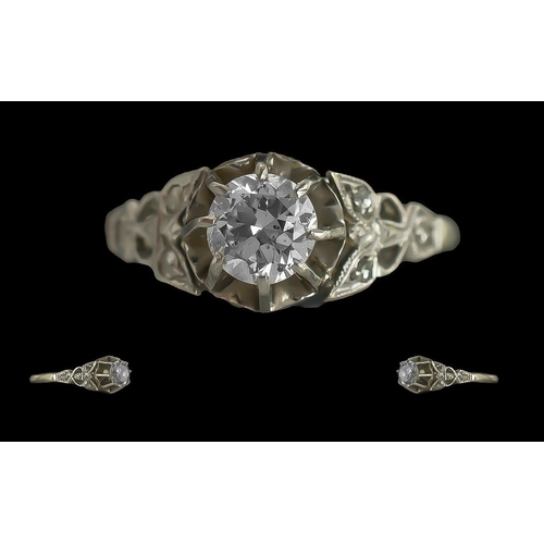 298 - 18ct and Platinum Diamond Set Ring, Marked 18ct and Platinum, The Central Round Brilliant Cut Diamon... 