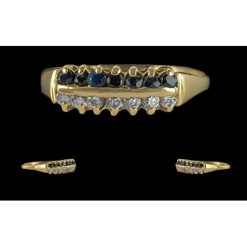 309 - Ladies Fine 18ct Gold Sapphire and Diamond Channel Set Ring, Full Hallmark to Interior of Shank. The... 