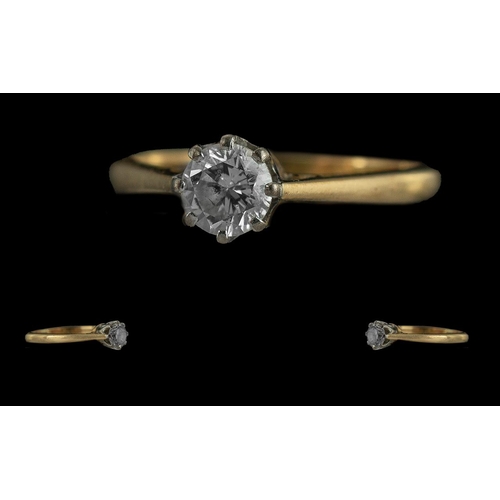 319 - Ladies 18ct Gold Single Stone Diamond Set Ring. Full Hallmark to Interior of Shank. The Round Brilli... 