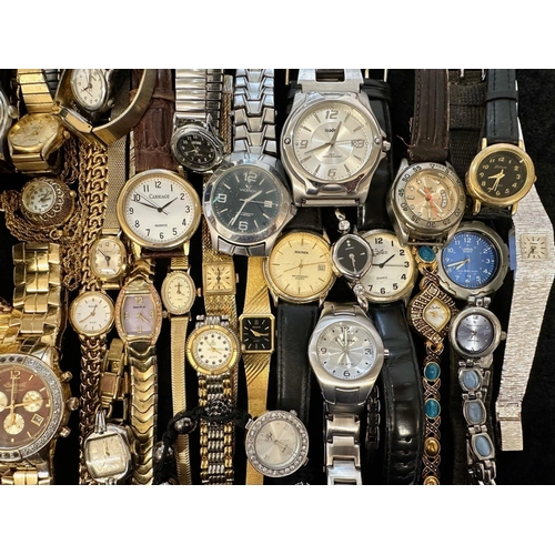 420 - Collection of Ladies & Gentlemen's Wristwatches, leather and bracelet straps, including Carriage, Re... 