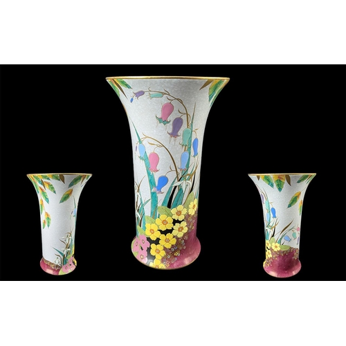 545 - Carlton Ware - Scarce and Quality Hand Painted In Enamels Chimney Shaped Vase, Pattern No 3874, Desc... 