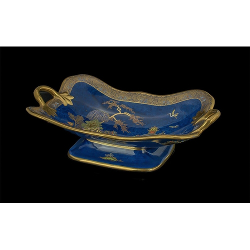 554 - Carlton Ware W & R Hand Painted In Enamel Two Handle Lustre Footed Bowl with Painted Gold Gilt Borde... 