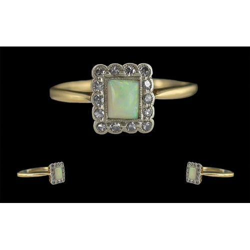 57A - Edwardian Period 1901 - 1910 Ladies Petite 18ct Gold and Platinum Opal and Diamond Set Ring. Marked ... 