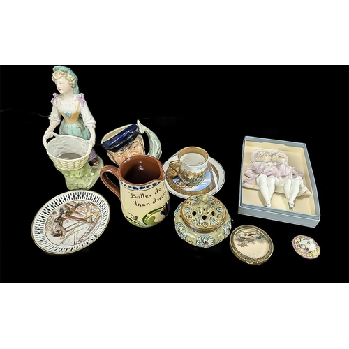 583 - Small Collection of Porcelain, comprising Royal Doulton Captain Ahab D6506, Royal Doulton vintage gl... 