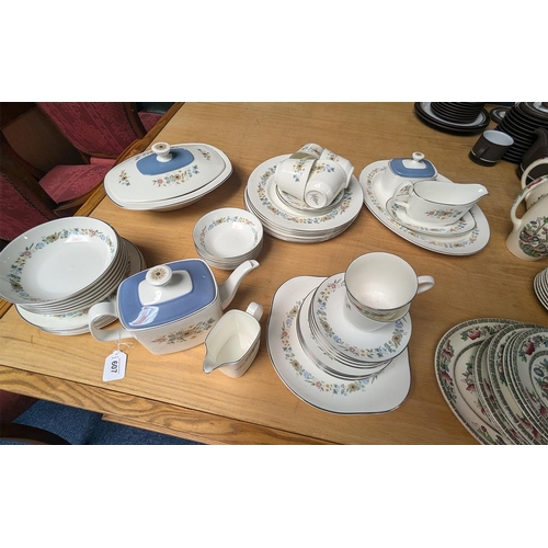 607 - Royal Doulton Pastorale H5002 Pattern Tea/Dinner Set, comprising tea pot, milk jug, cups, saucers, s... 