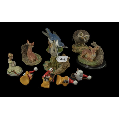 618 - Collection of Animal Figures,  including Wedgwood Fawn on wooden base, Wedgwood Fawn seated, Wedgwoo... 