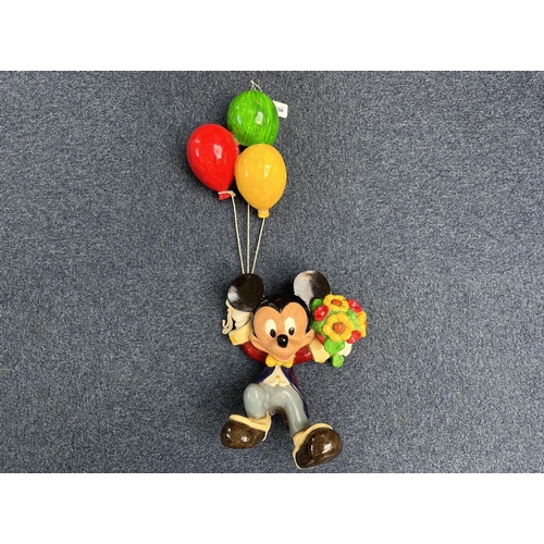 656 - Vintage Disney Mickey Mouse Hanging Balloon Statue, figure of Mickey holding a bouquet of flowers, h... 