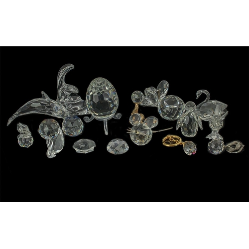 755 - Collection of Swarovski Crystal, including a dolphin on base, mouse, key rings, butterfly, seal bala... 