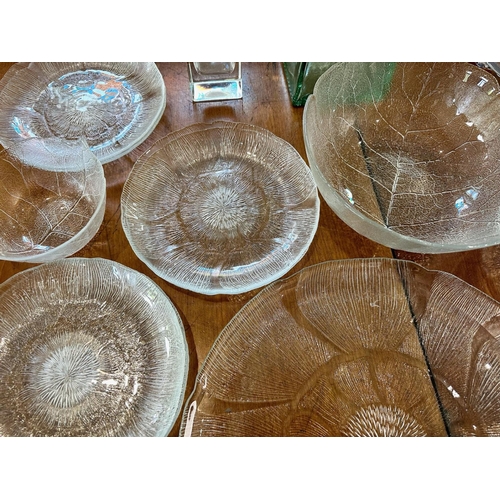 769 - Collection of Vintage Glassware and Pottery including large floral glass bowl, fruit set with bowl a... 