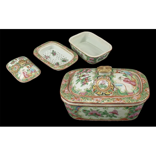 823 - Cantonese Lidded Soap Dish,  pierced liner with cover, length 5.5'' height 3''.