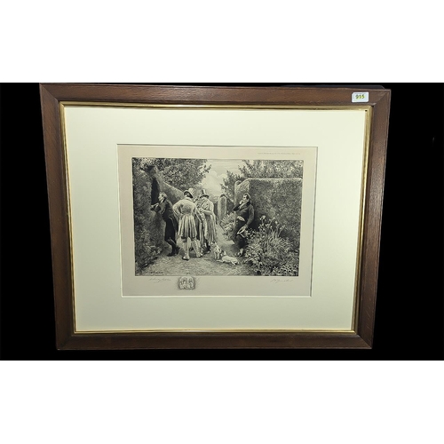 915 - Walter Dendy Sadler Signed Print, depicts gentlemen and dogs in a maze, pencil signed.  Mounted, fra... 