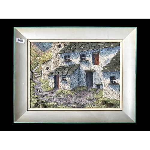 928 - Madge Pyle (British 1913-2016) 3-D Collage Of A North Country Farmhouse Image Size = 13½ ins x 18½ i... 