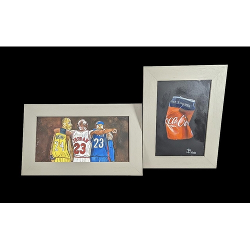 937 - Two Original Oil on Canvas Paintings, 'Coco Cola' signed Boivin, framed, measures 12'' x 9'', and a ... 