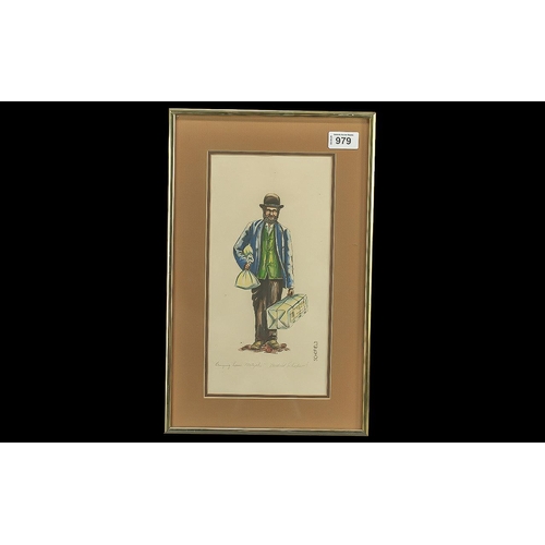 975 - Antique Mildred Schofield Print, pencil signed, title 'Bringing Home Matzos', stamped to back Schofi... 