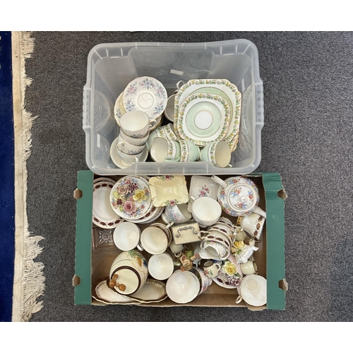 1492 - Box of Pottery & Porcelain, including cups, saucers, teapot, milk jugs, sugar bowls, assorted orname... 