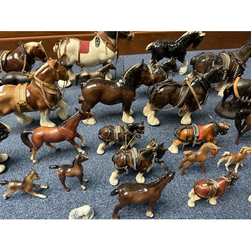 1517 - Two Boxes of Horse Figures, includes shire horses, etc.  Good lot for sorting.