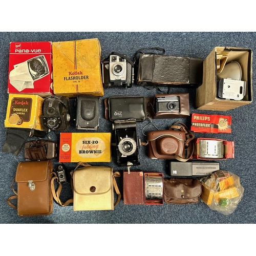 1151A - Camera Interest - a large bag of assorted camera related items, including Kodak, Phillips, Ensign, A... 