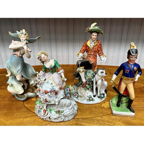 679 - Four Bavarian Figures, comprising a 9'' Fairy Figure, a 6.5'' Crinoline Lady, 6.5'' Soldier Figure, ... 