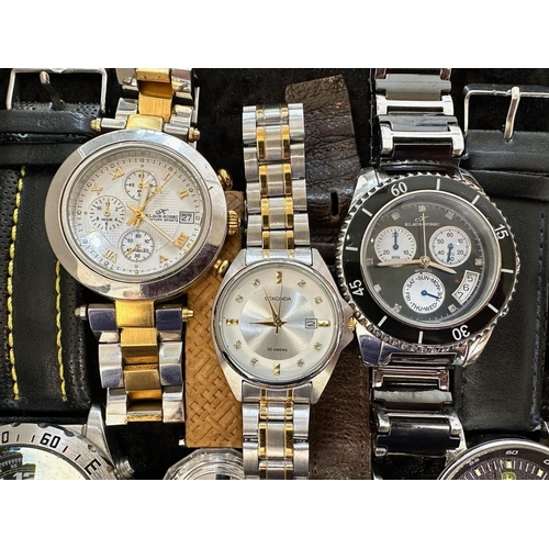 474 - Collection of Ladies & Gentleman's Wristwatches, leather and bracelet straps, makes including Stauer... 