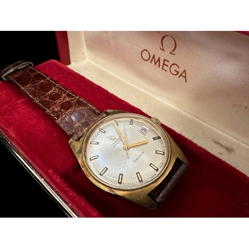 146 - Omega Geneve Gents Gold on Steel Automatic Wrist Watch, circa 1970s, featuring Just-Date display win... 