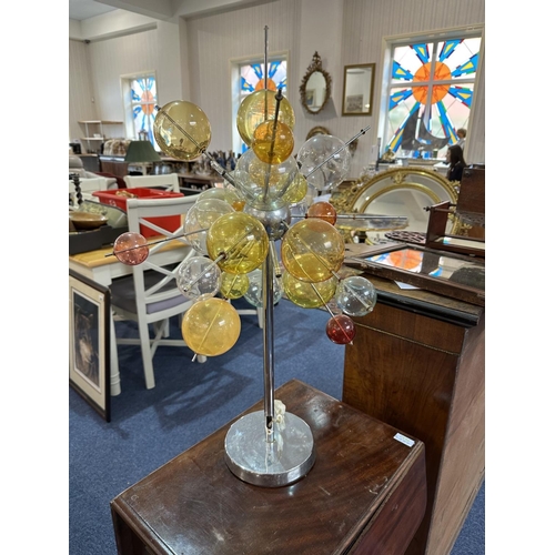 1021 - A Decorative Modern Futuristic Table lamp. A Cluster of Glass Baubles on a Chrome Stand with a Circu... 