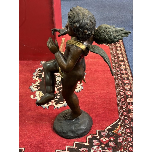 1026 - A Floor Standing Bronze Metal Cherub Figure, Approx Height 36 Inches,