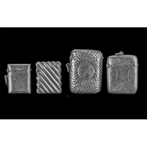 108 - Edwardian Period Small Collection of Sterling Silver Vesta Cases, all with full hallmarks for Birmin... 