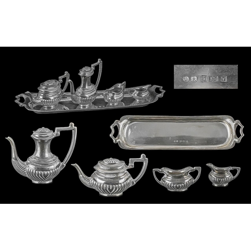 111 - Queen Elizabeth II Sterling Silver Miniature 5 Piece Tea and Coffee Service. Special Hallmark for Bi... 