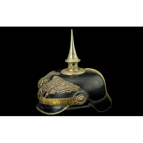 1300 - Imperial Germany and Weimar Republic Army Officers Spike Helmet, Silver Rosettec, Pickelhaube, Size ... 