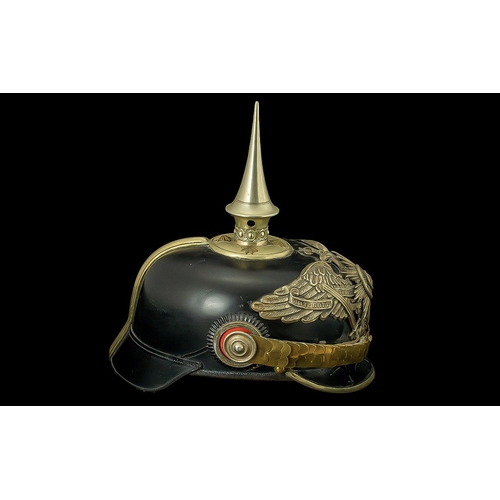 1300 - Imperial Germany and Weimar Republic Army Officers Spike Helmet, Silver Rosettec, Pickelhaube, Size ... 